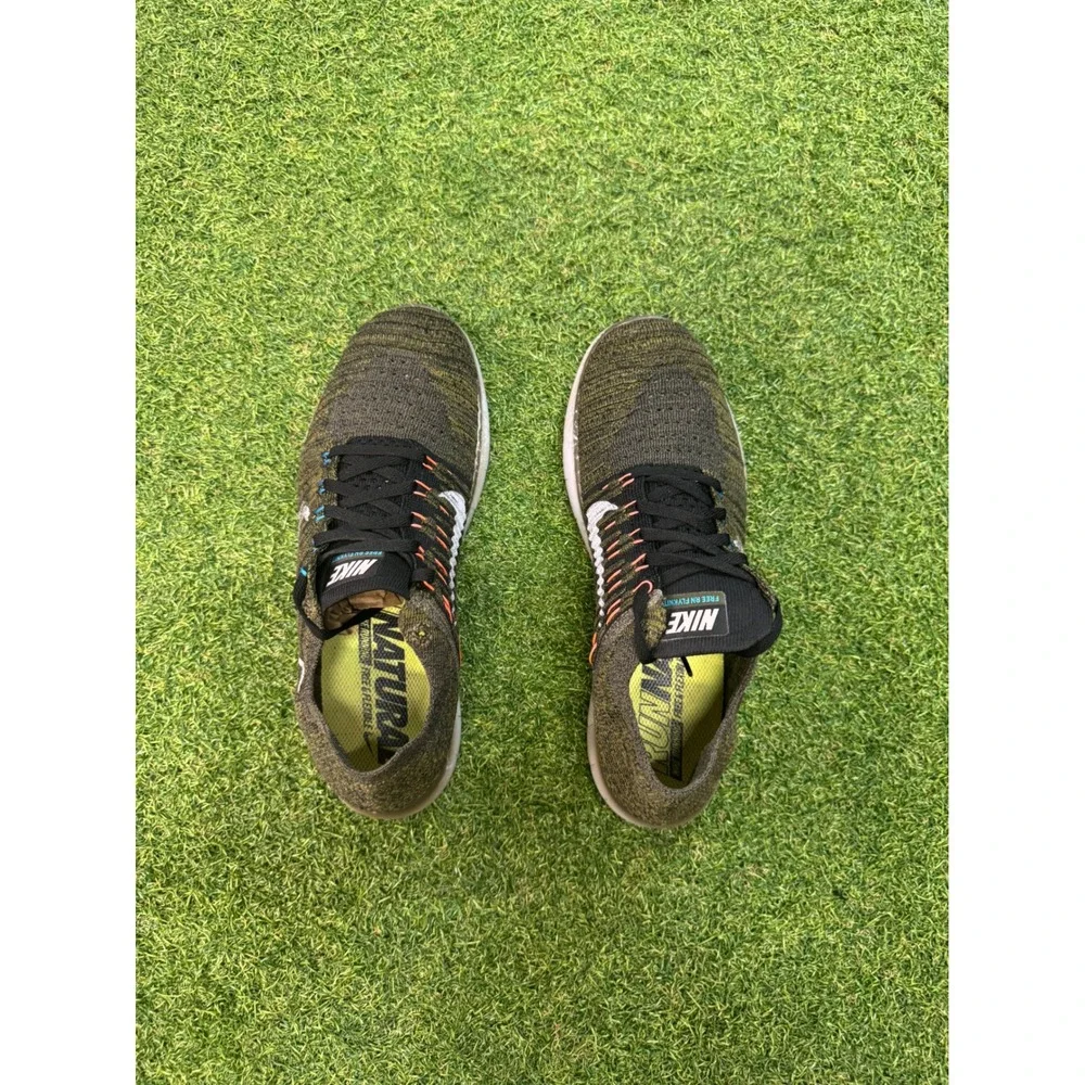 Nike Free RN Flyknit Olive Green Black Running‎ Shoes Mens 8.5 Womens 10